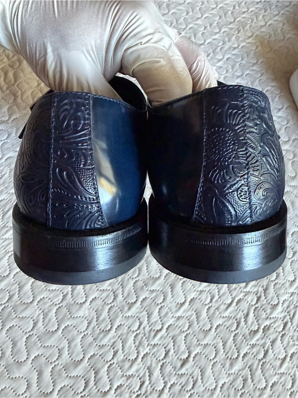 DIS (Design Italian Shoes) Navy Double Monk Strap Dress Shoes  Size 10
